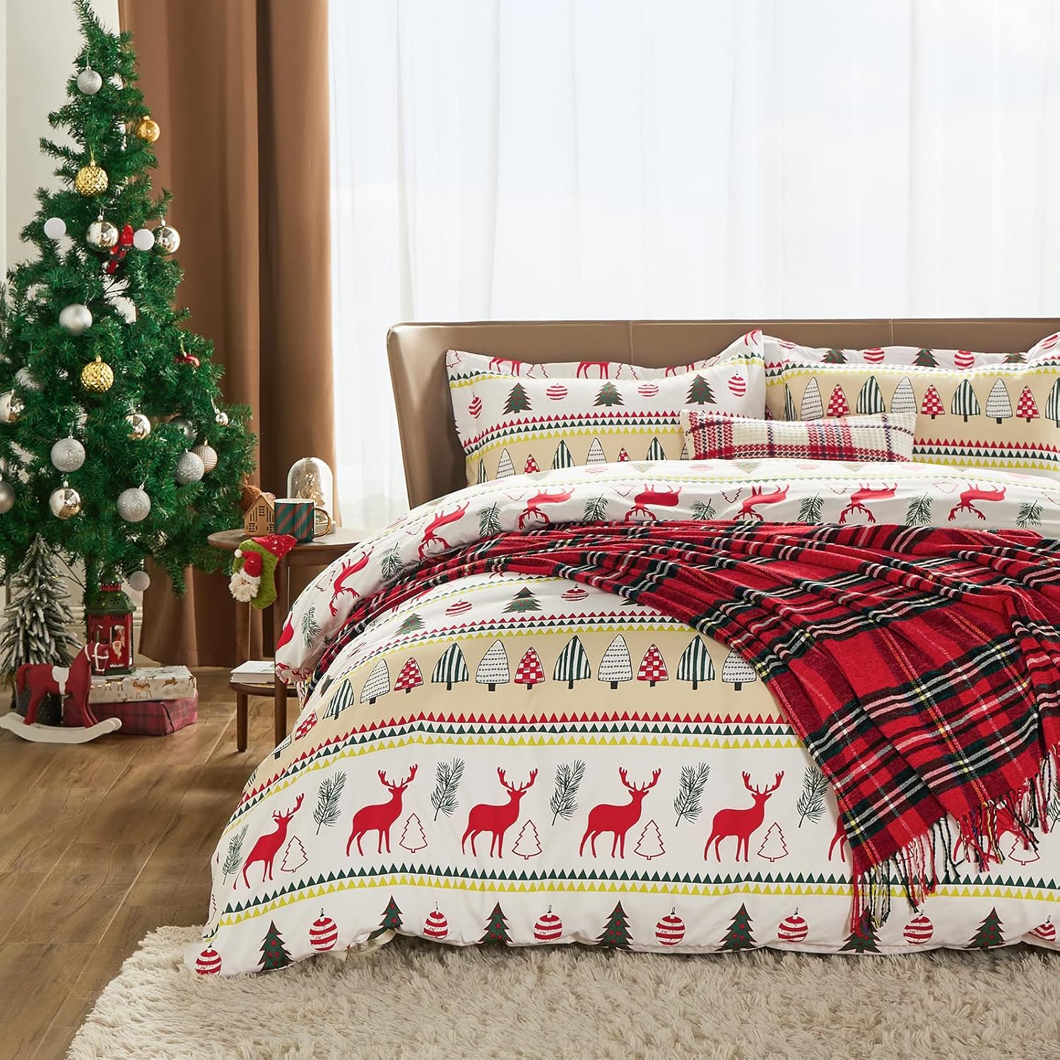 Amazon.com: Bedsure Christmas Duvet Cover Set - King Size Christmas Bedding, Christmas Plaid