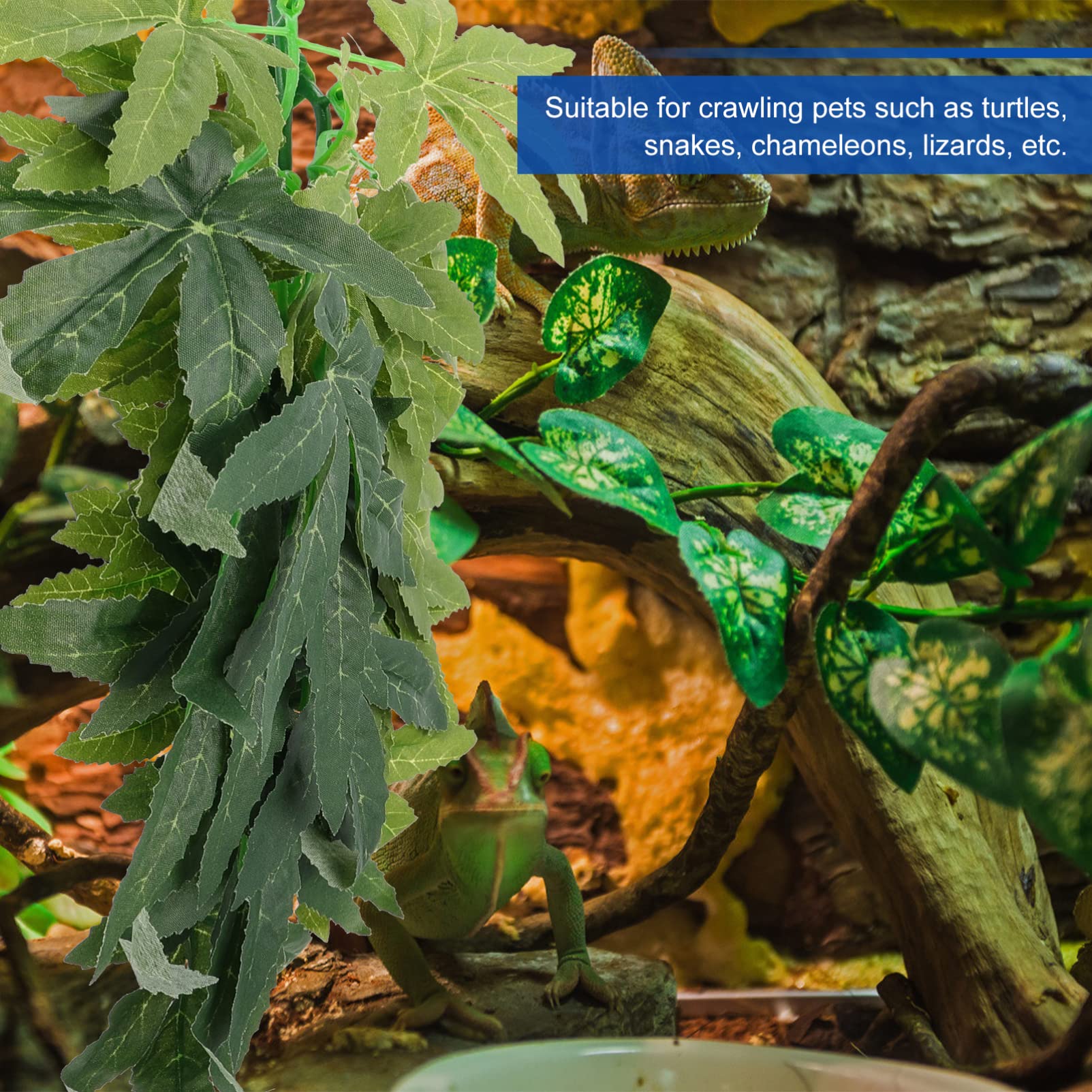 ULTECHNOVO 9piezas Decoración De Plantas Artificiales para Terrarios Enredaderas Simuladas para Hábitats De Reptiles Ornamentos Colgantes Naturales para Geckos Serpientes