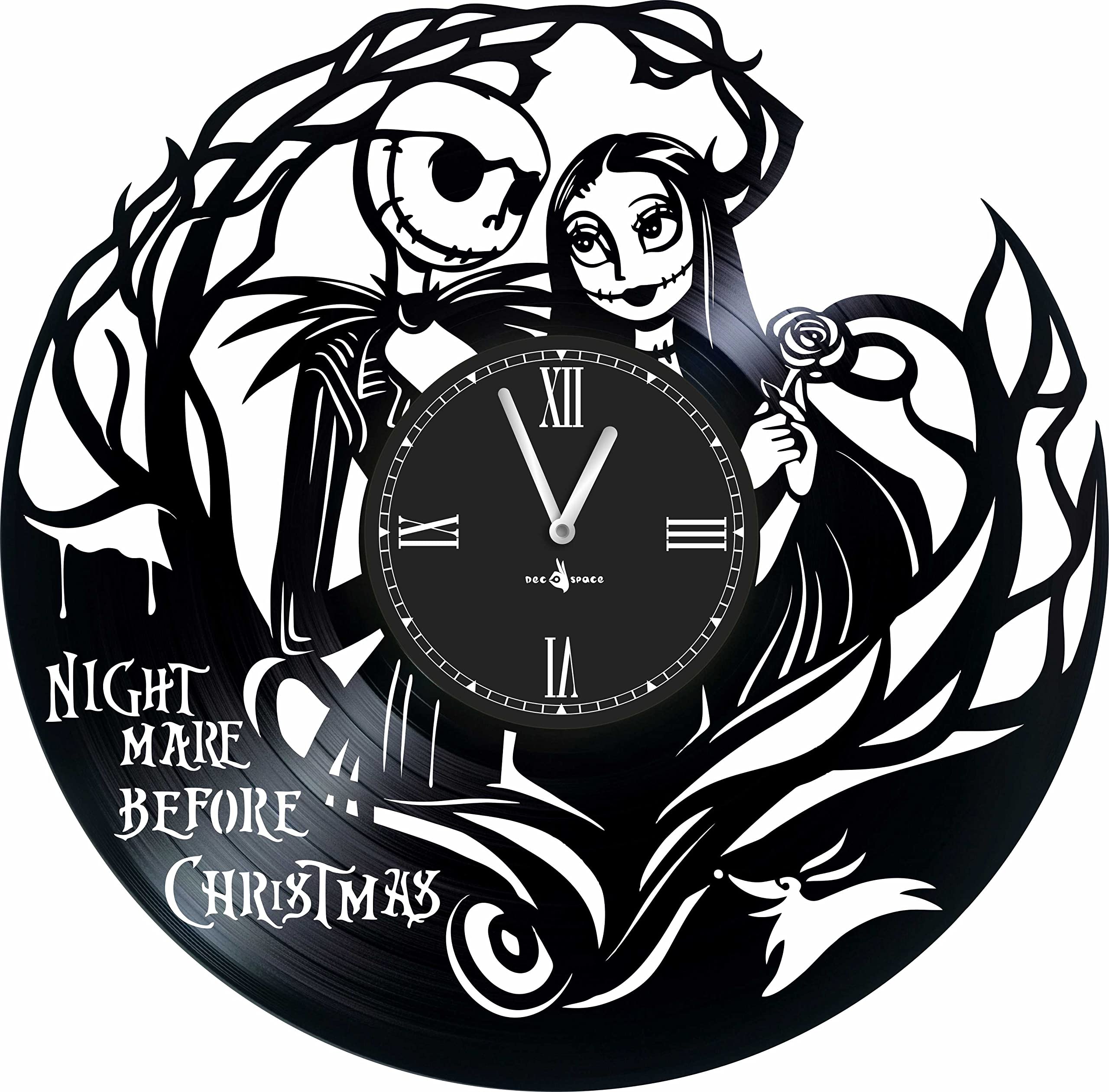 YuSer Wall Clock Vinyl Compatible with Nightmare Before Christmas-12 inch-Made in Europe - Precision Silent Quartz Movement-Best Gift for Fans Disney -Original Design-Home Decoration