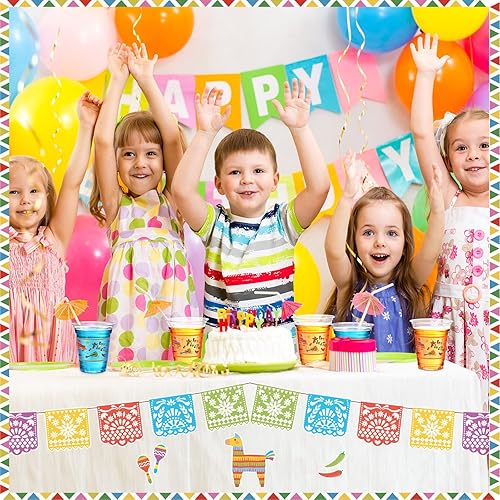 Miniatura 7 de Sumind 100 tazas mexicanas de plástico de 12 onzas para decoración de fiesta del Cinco de Mayo, tazas desechables transparentes para fiestas, tacos,