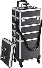 Yaheetech Valise de Maquillage 5 en 1 avec Couverture Mallette Maquillage Verrouillable Compartiments Valise de Beauté Professionnelle 34 x 25,5 x 80,2 cm Noir