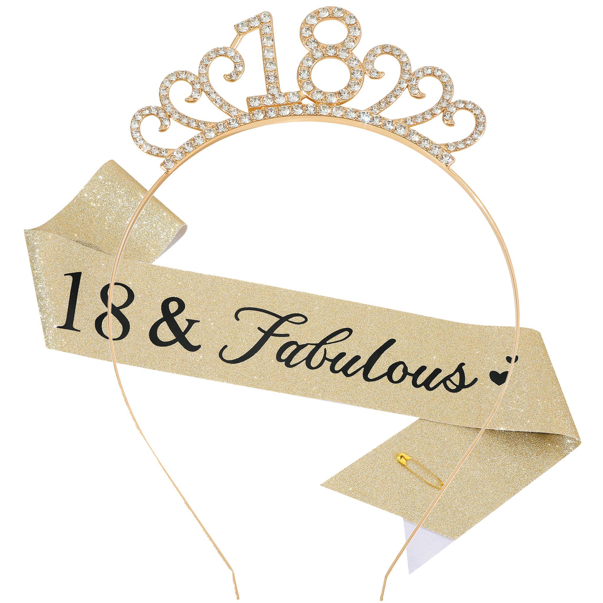 18th Birthday Sash Crystal Tiara Crown for Girls 18th Birthday Decorations
