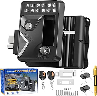 RV Door Lock RV Keyless Entry Door Lock RL004-A, All Metal RV Door Latch Trailer Door Lock, 2 Fobs RV Door Lock Keyless Entry Only Fits 2.75" x 3.75" Lock Hole RV Door Lock Replacement
