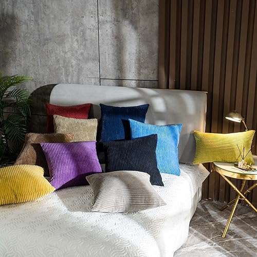 Miniatura 4 de JUSPURBET Juego de 2 fundas de almohada de pana de 20 x 20 pulgadas  20.0 x 20.0 in., fundas decorativas de color gris claro para sofá, cama, sala