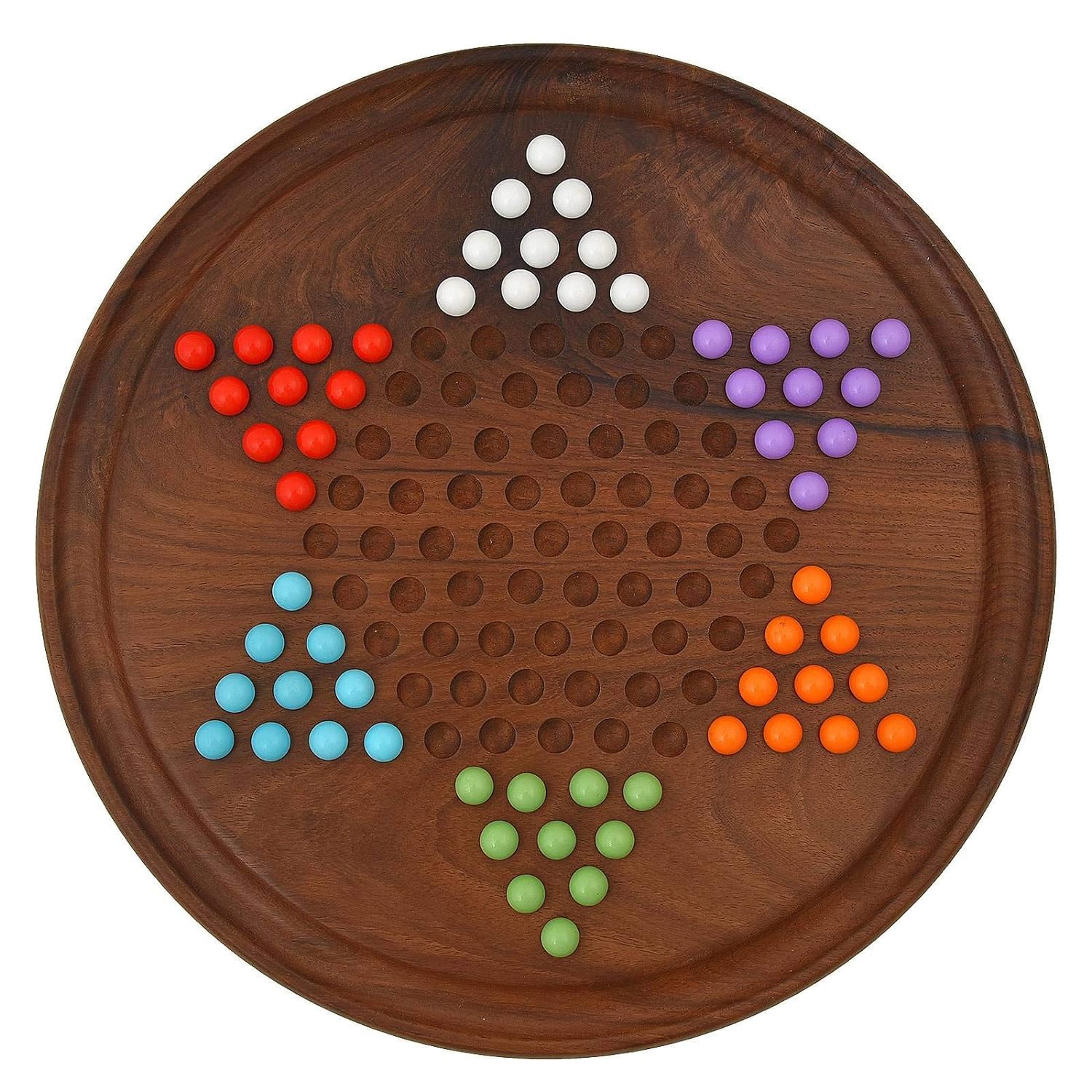 6 Years And Up Fine Craft India Chinese Checkers Game Set With 12-Inch Wooden Board And Traditional Pegs