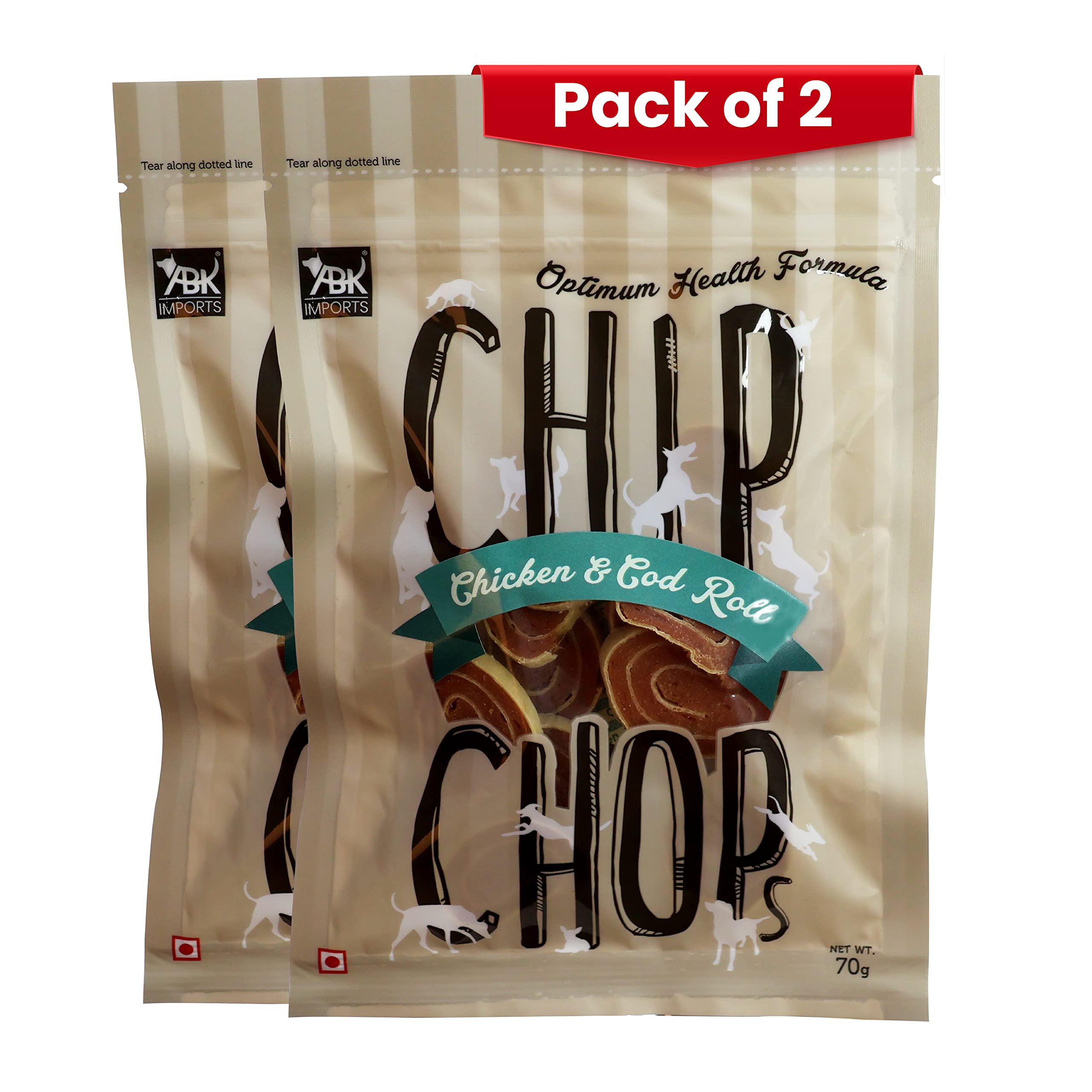Chip Chops Dog Treat Chicken and Codfish Rolls, Optimum Health Formula, Highly Nutritional & Digestible, Suitable for All Dog Breeds in Multi-Packs, 140G (Pack of 2), All Life Stages, Roll (B09JRGV7J5) Amazon Price History, Amazon Price Tracker