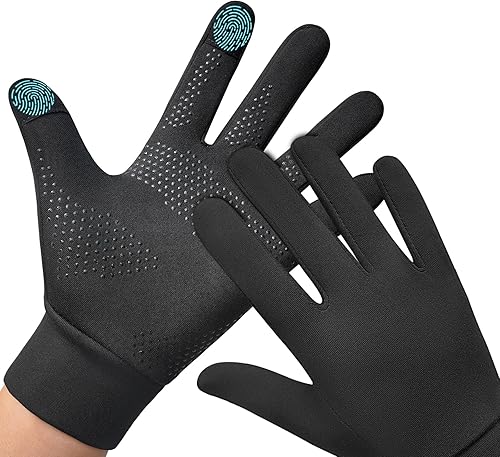 Guantes de invierno para correr para hombres y mujeres, forro térmico para clima frío, guantes térmicos cálidos negros para pantalla táctil, guantes