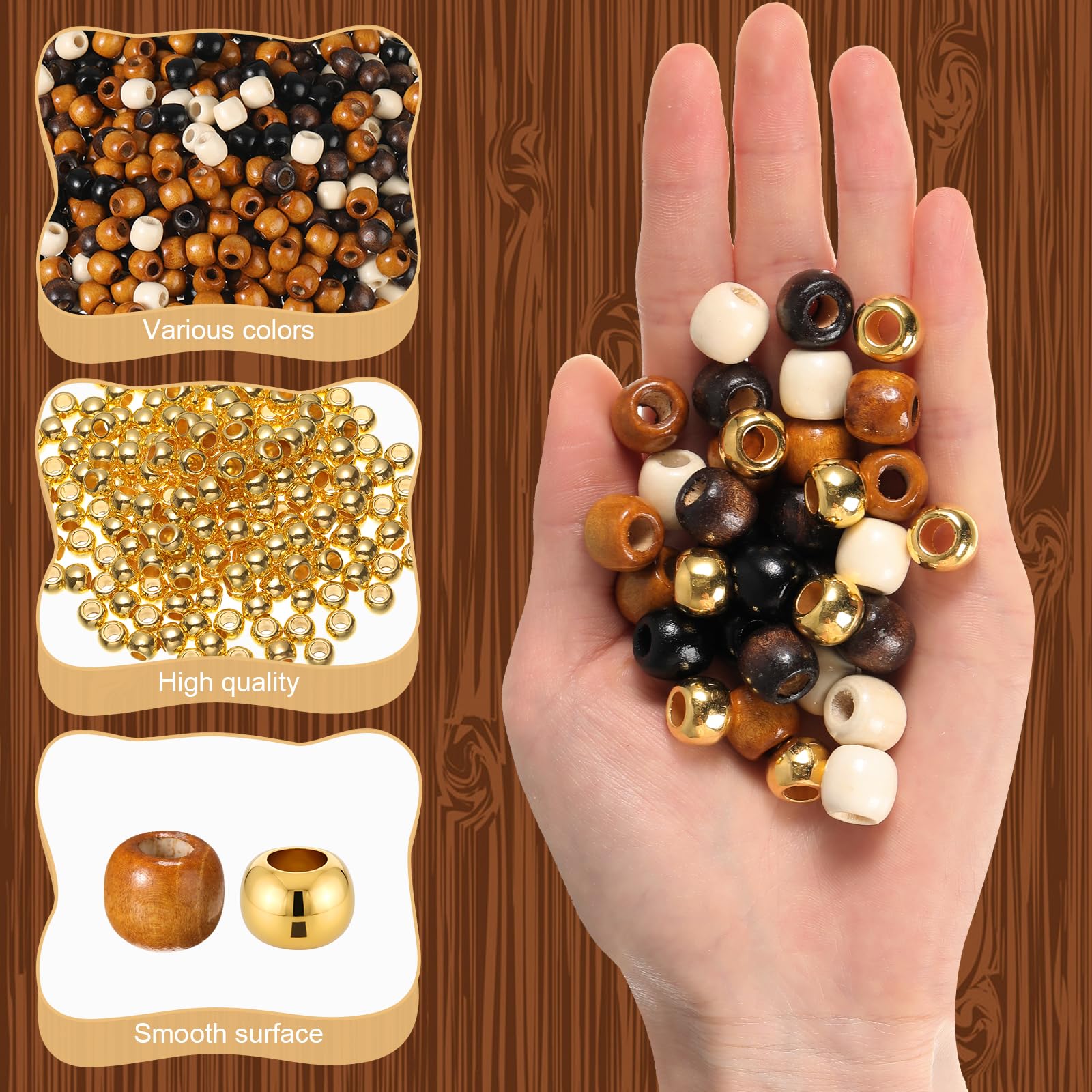 Suncalla Kit de 1502 piezas de trenzas de pelo colorido que incluye 1000 cuentas de pony de 9 x 6 mm, 500 bandas elásticas de goma, 2 cuentas rápidas para trenzas, accesorios de rastas, fabricación de
