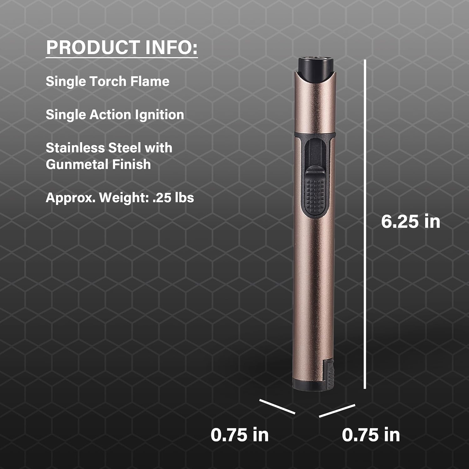 Visol Stormy Butane Torch Lighter Single Flame Refillable Gas Lighter, Built-in Punch, Detachable Holder and Poker, Fuel Window and Windproof Adjustable Flame Lighter (Shipped Without Butane)