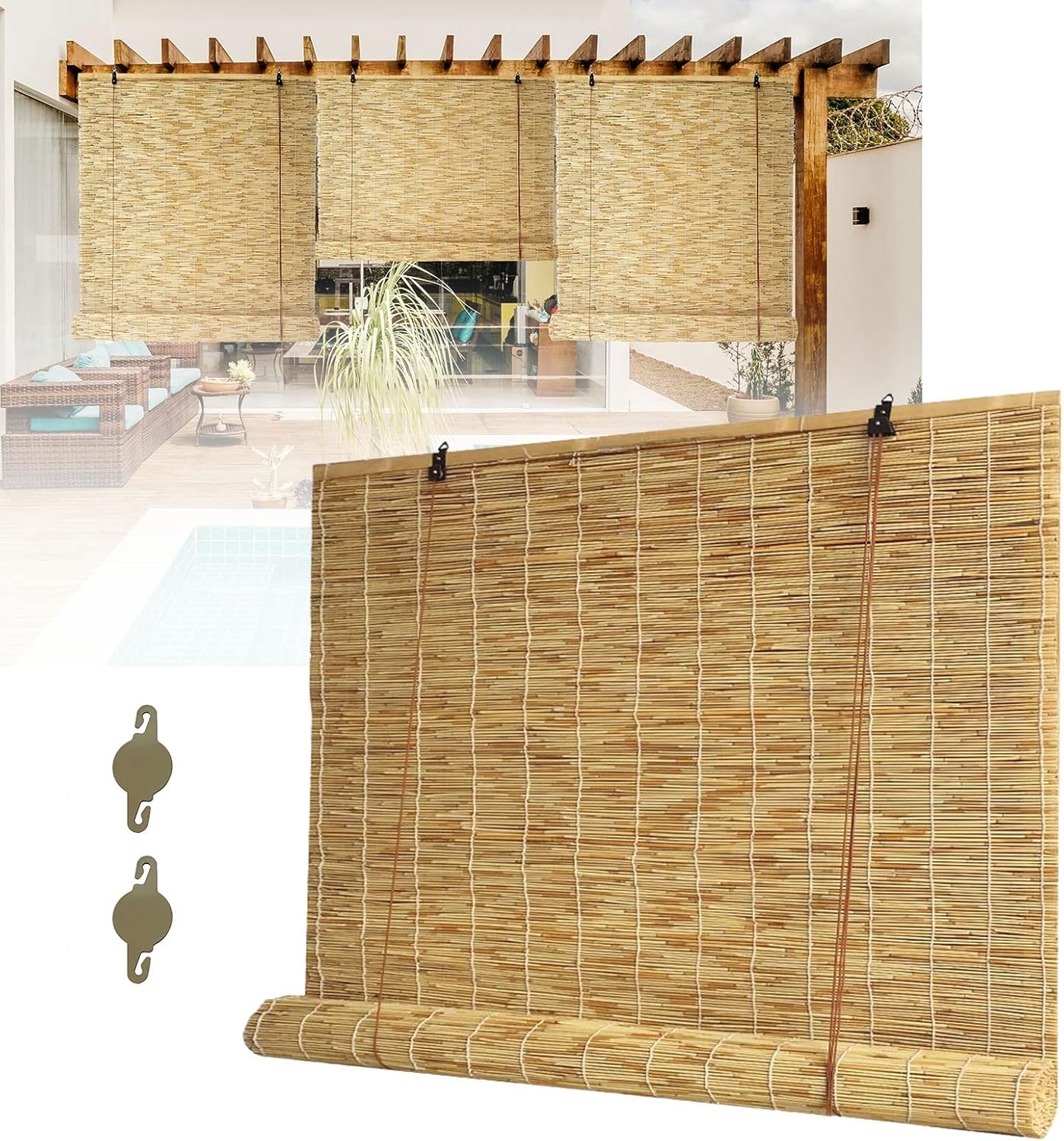 Bamboo Blinds Shades for Outdoor Patio 14'' 27'' 30'' 34