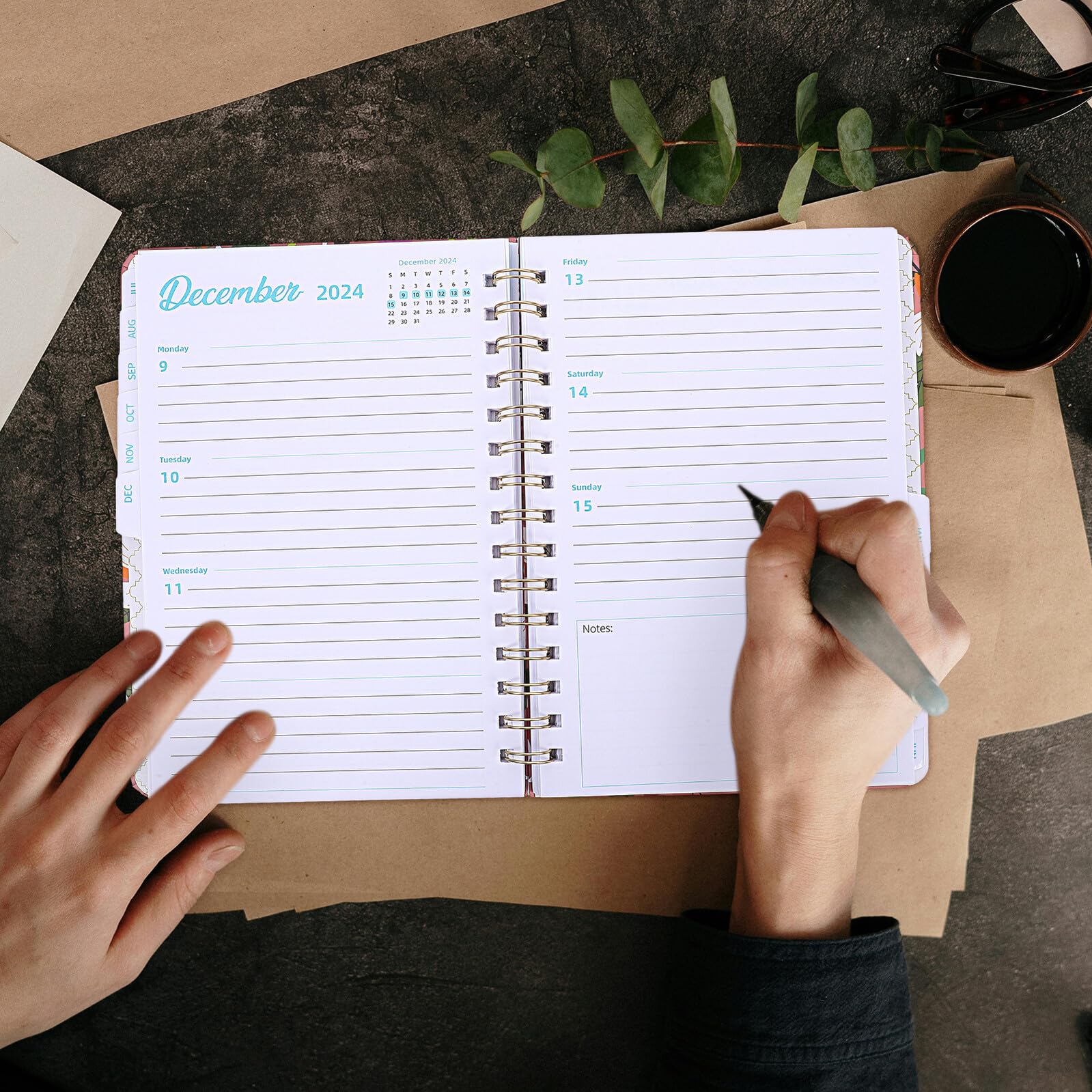 MAGICLULU Cuaderno De Programación Con Lista De Tareas Pendientes Agenda Semanal y Mensual Encuadernación De Doble Espiral Oficina o Casa