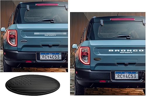 Miniatura 2 de Emblema de Bronco de 5 pulgadas para portón trasero ovalado negro americano para Ford Bronco 2021-2023 (negro mate)