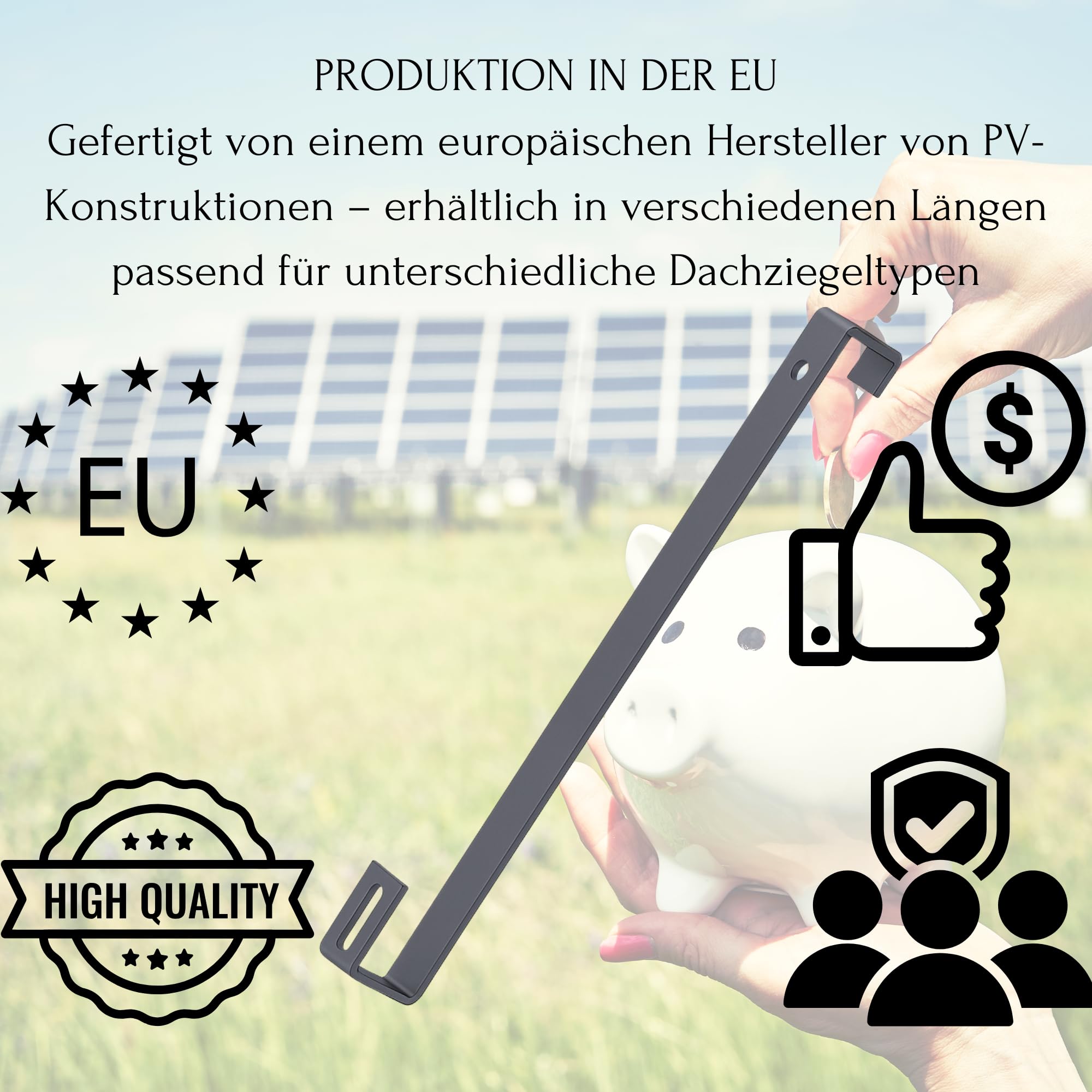TMALASER Zestaw 40 szt. Uchwyt dachowy "S" 620x30x5 do montażu paneli fotowoltaicznych - Nieregulowany hak pod dachówkę ceramiczną i betonową - Mocowanie PV odporne na korozję