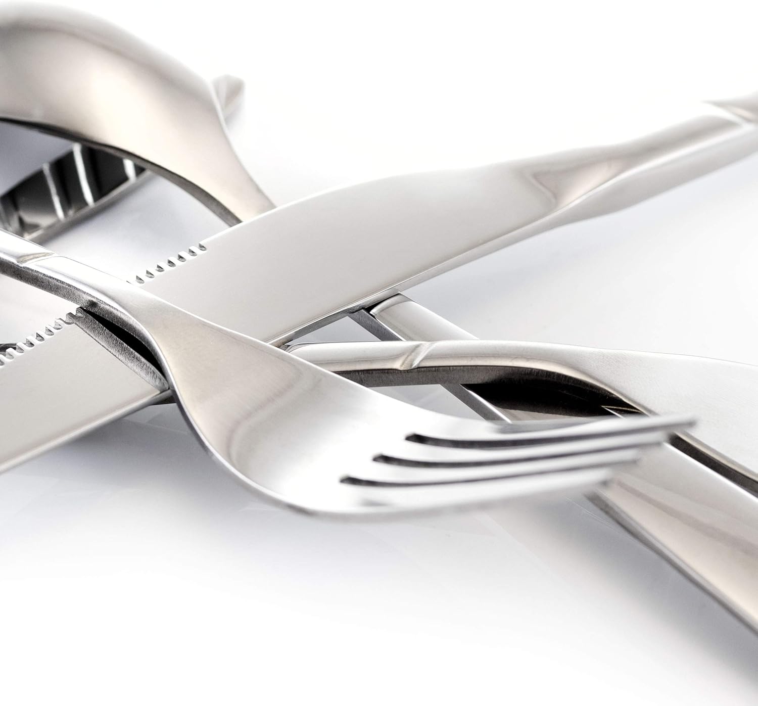 MegaChef La Vague 20 Piece Flatware Utensil Set, Stainless Steel Silverware Metal Service for 4 in Silver