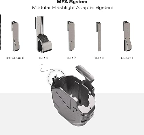 Miniatura 7 de Orpaz Delta G19 - Funda de rodamiento de luz compatible con funda Glock 19 con luz, adaptador modular de linterna de nivel II y tapa protectora de