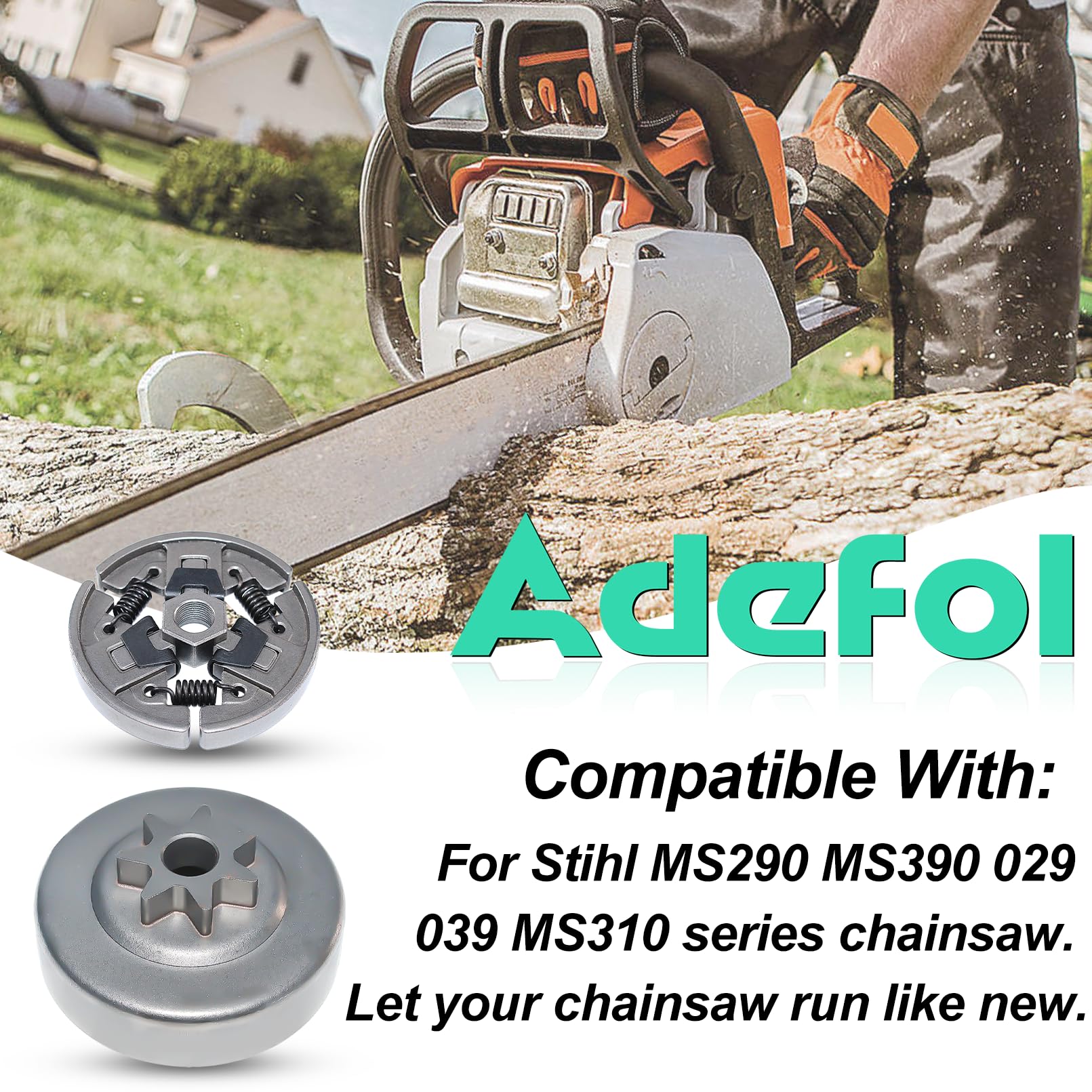 Il Martello Delle Streghe Pignone A Tamburo Frizione 3/8-7T Per Motoseghe Stihl MS290 MS310 MS390 029 039 - Con Rondella E Clip Rondella E Clip Frizione