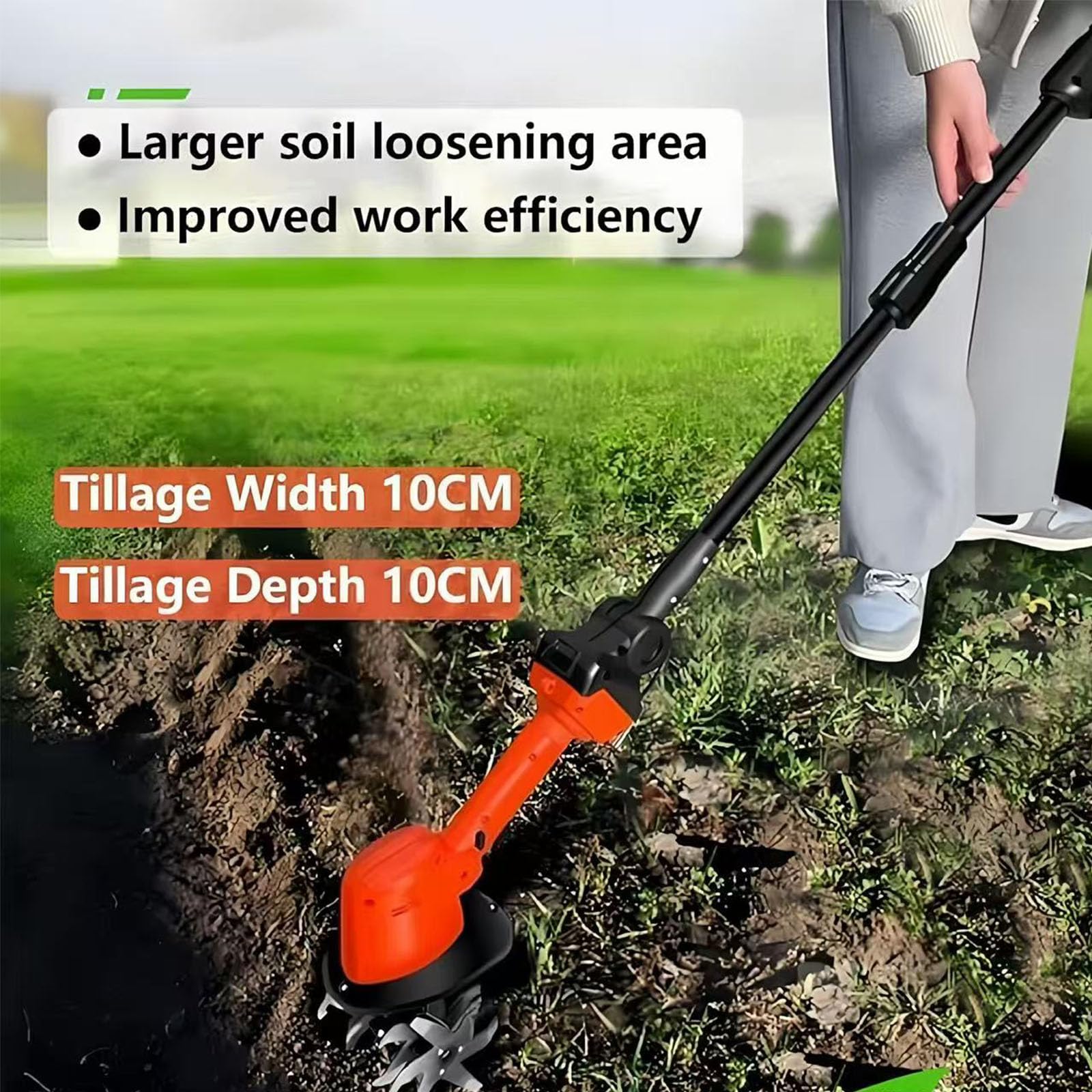 21V Cordless Mini Tiller Cultivator, 2026 Electric Garden Rotavator, 235RPM con 2x1.5Ah Batterie Caricabatterie 10cm profondità di Coltivazione e 10cm Larghezza di Lavoro per Giardinaggio, Prato