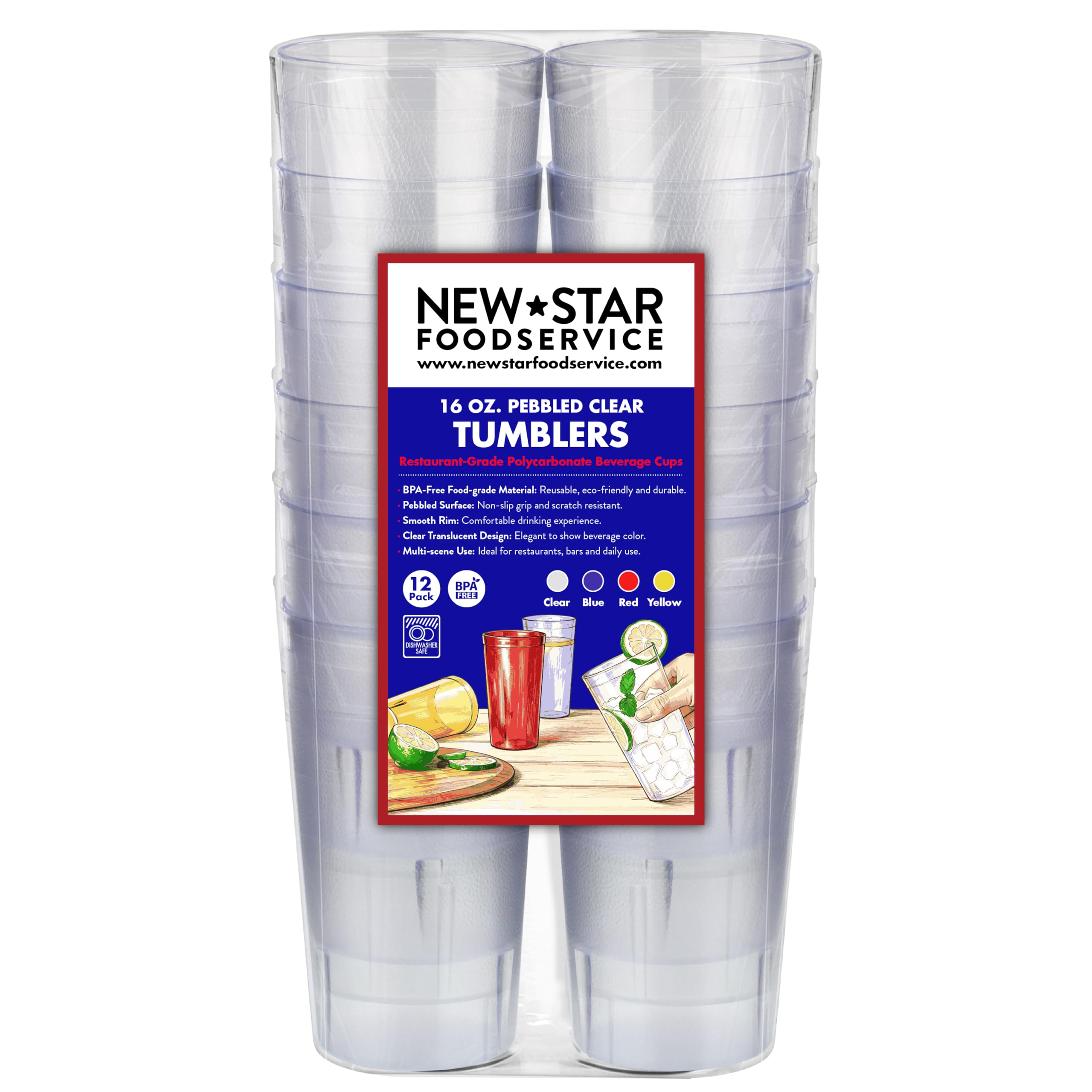 New Star Foodservice Neuf étoiles résistant aux Chocs Restaurant empilable gobelets, 453,6 Gram, Clair, Lot de 12