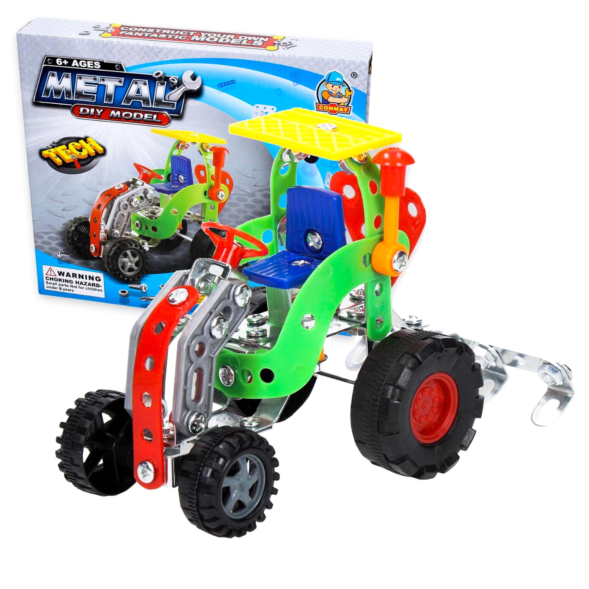 Versa-Mart 128 Piece Metal and Plastic Car and Tractor Model Kit, Science Kits and DIY Educational Building Set for Children Ages 6 and Up