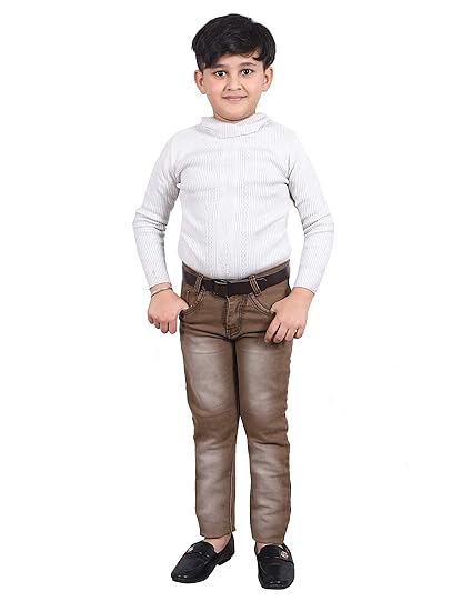 Cotton Berry Beige Stylish Jeans for Boys