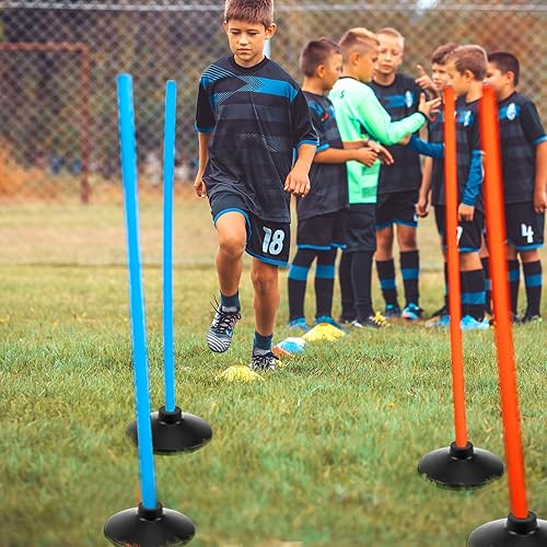 Miniatura 6 de Landical 12 bases de goma con peso para bastones de agilidad de fútbol, base de poste de 2.2 libras para equipo de entrenamiento de fútbol,