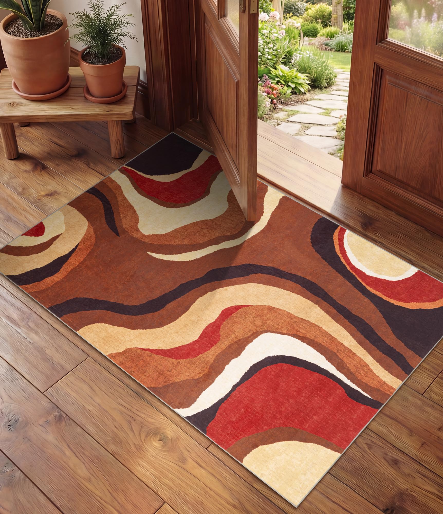 Amazon.com: YIHOUSE Burnt Orange Rug 2x3 Washable,Farmhouse Brown