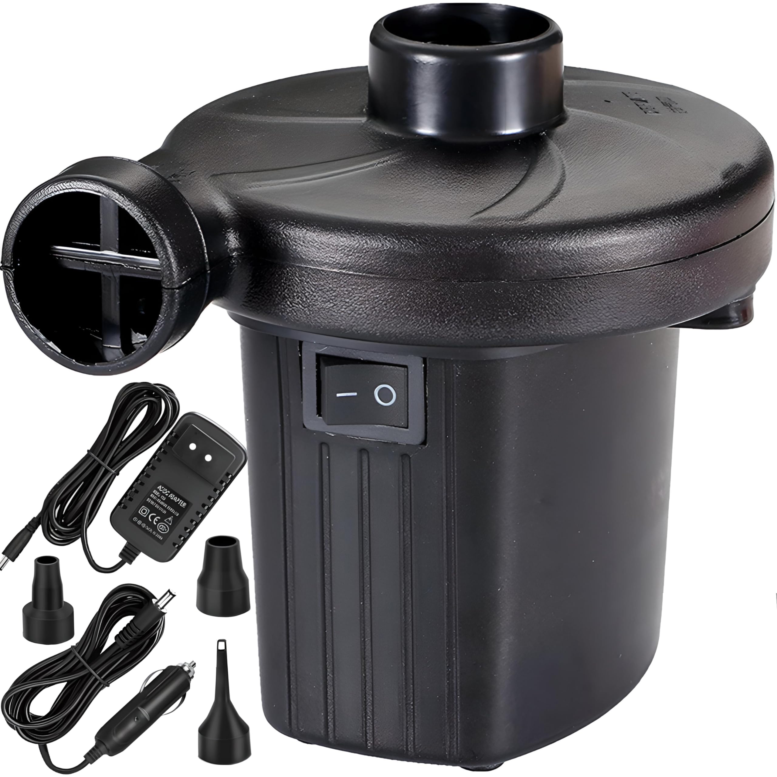 Retoo Elektryczna pompka powietrza do materaca, pompki z 3 dyszami powietrznymi, przenośna, 2 w 1, pompka elektryczna do materaca, sofy, basenu, łodzi, łóżek dmuchanych, koła do pływania, idealna na
