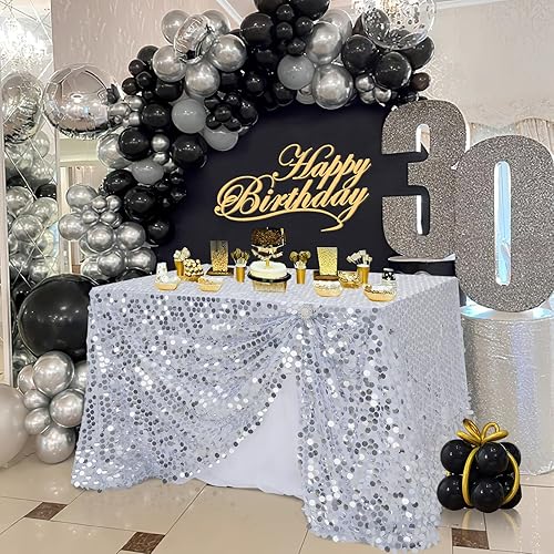 Miniatura 8 de B-COOL Mantel rectangular de lentejuelas negras de 50 x 102 pulgadas, mantel rectangular con purpurina para decoración de fiesta de Navidad y Año