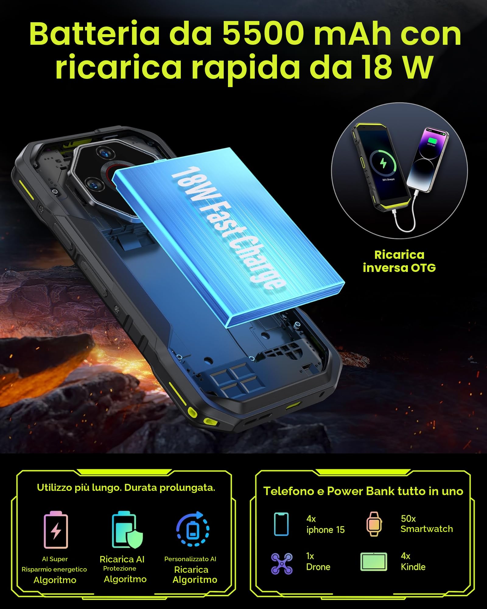 Ulefone Armor X32 Rugged Smartphone, MTK G91 12GB+128GB/2TB 48MP+20MP Visione Notturna Aggiornabil Android 16, 5.65" Corning Cellulare indistruttibile Dual SIM/NFC/Fingerprint 2anni garanzia-Arancione