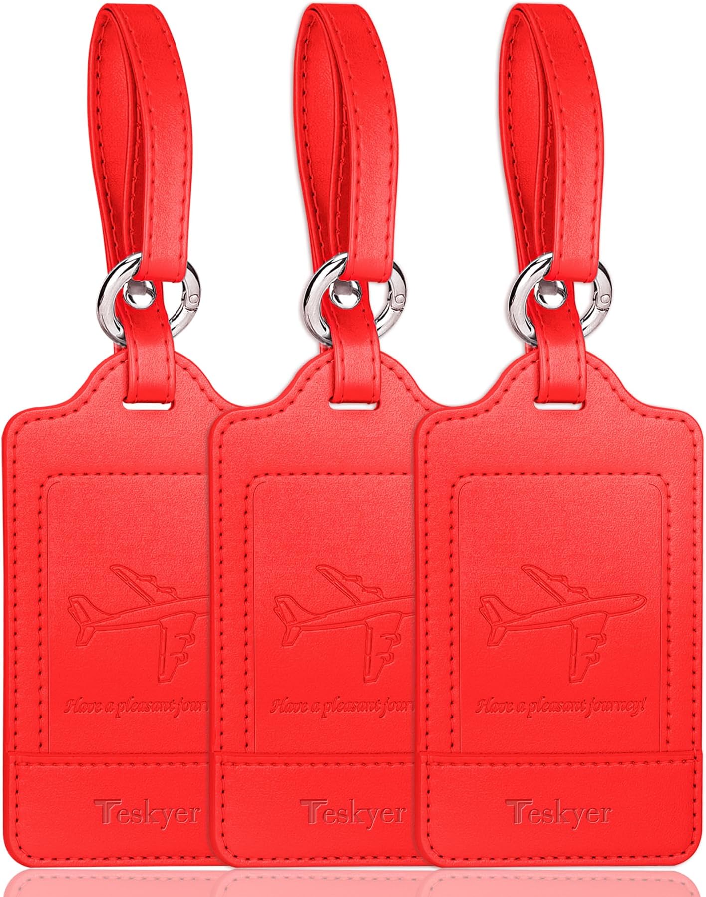 3 Pack Luggage Tags, PU Leather Luggage Tags for Suitcases, Luggage Labels with Name ID Card, Noticeable, Durable, Travel Accessories