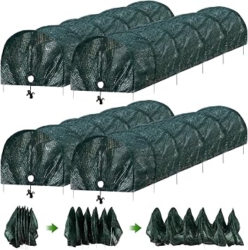 4 Pack 10ft Mini Chicken Runs for Yard Tunnel Net Cover,Dark Green