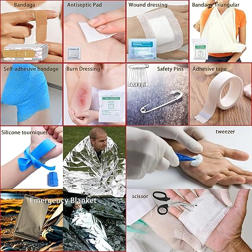 Miniatura 4 de Juego de 293 piezas  Kit de primeros auxilios Molle Bolsas de supervivencia de emergencia adecuado para actividades al aire libre, hogar, escuela,