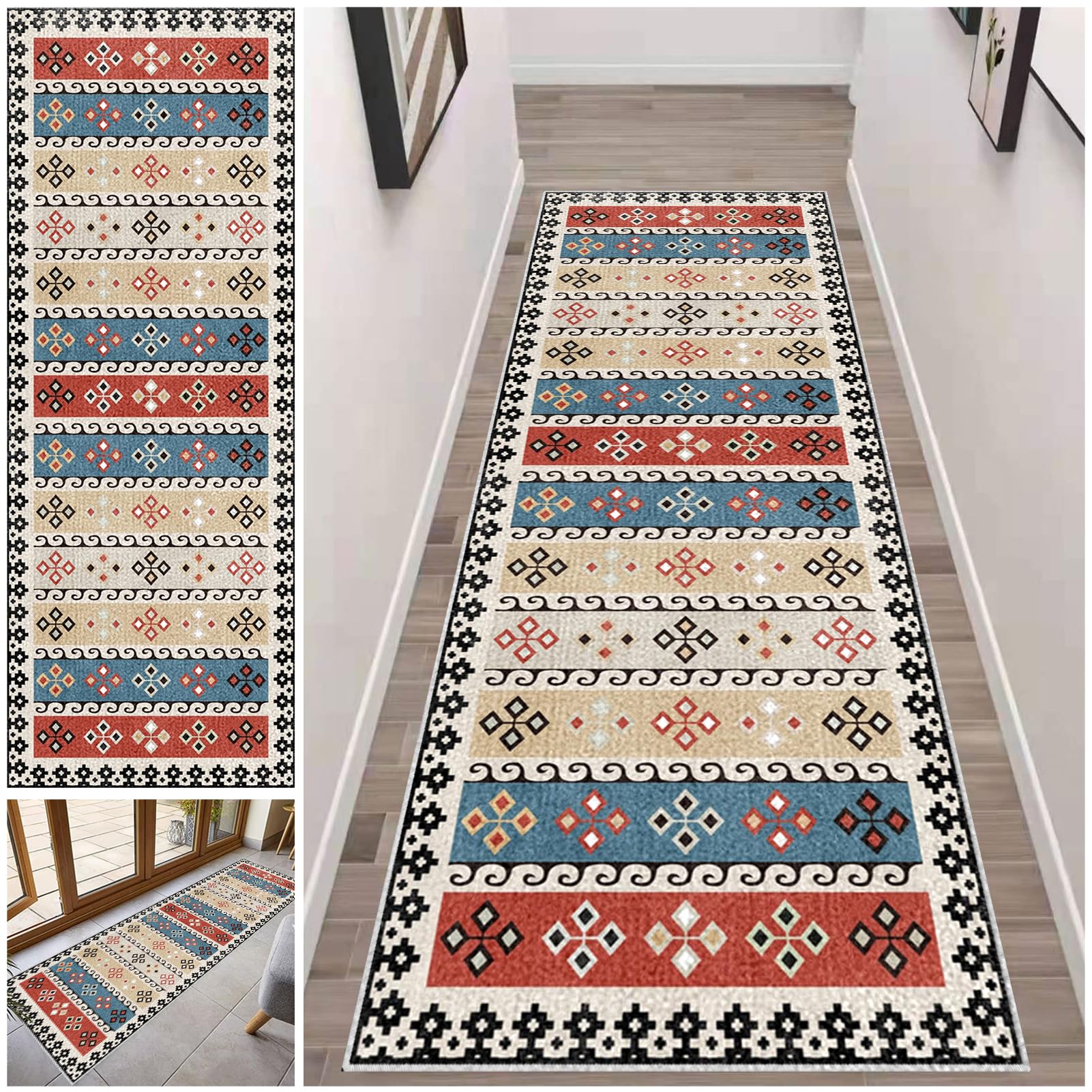 Dywan, chodnik kuchenny, antypoślizgowy, mata kuchenna, 60 x 200 cm, nadaje się do prania, chodnik do korytarza, dywan do przedpokoju, dywanik do kuchni, przedpokoju, sypialni, salonu