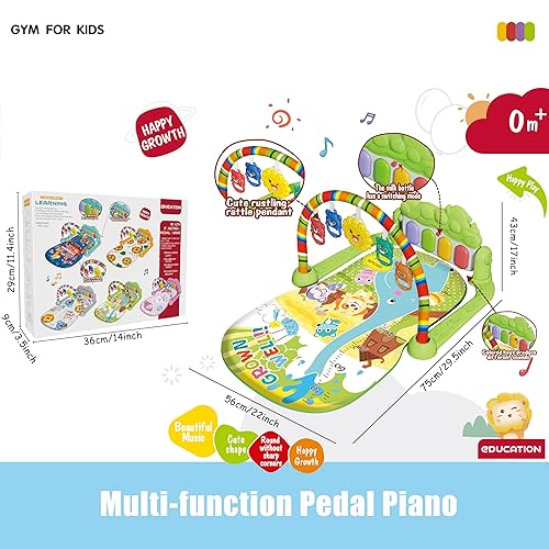 Miniatura 3 de Alfombrillas de juego para gimnasios para bebés, tapete de gimnasio con piano, tapete de actividad para el tiempo boca abajo con 5 sensores de