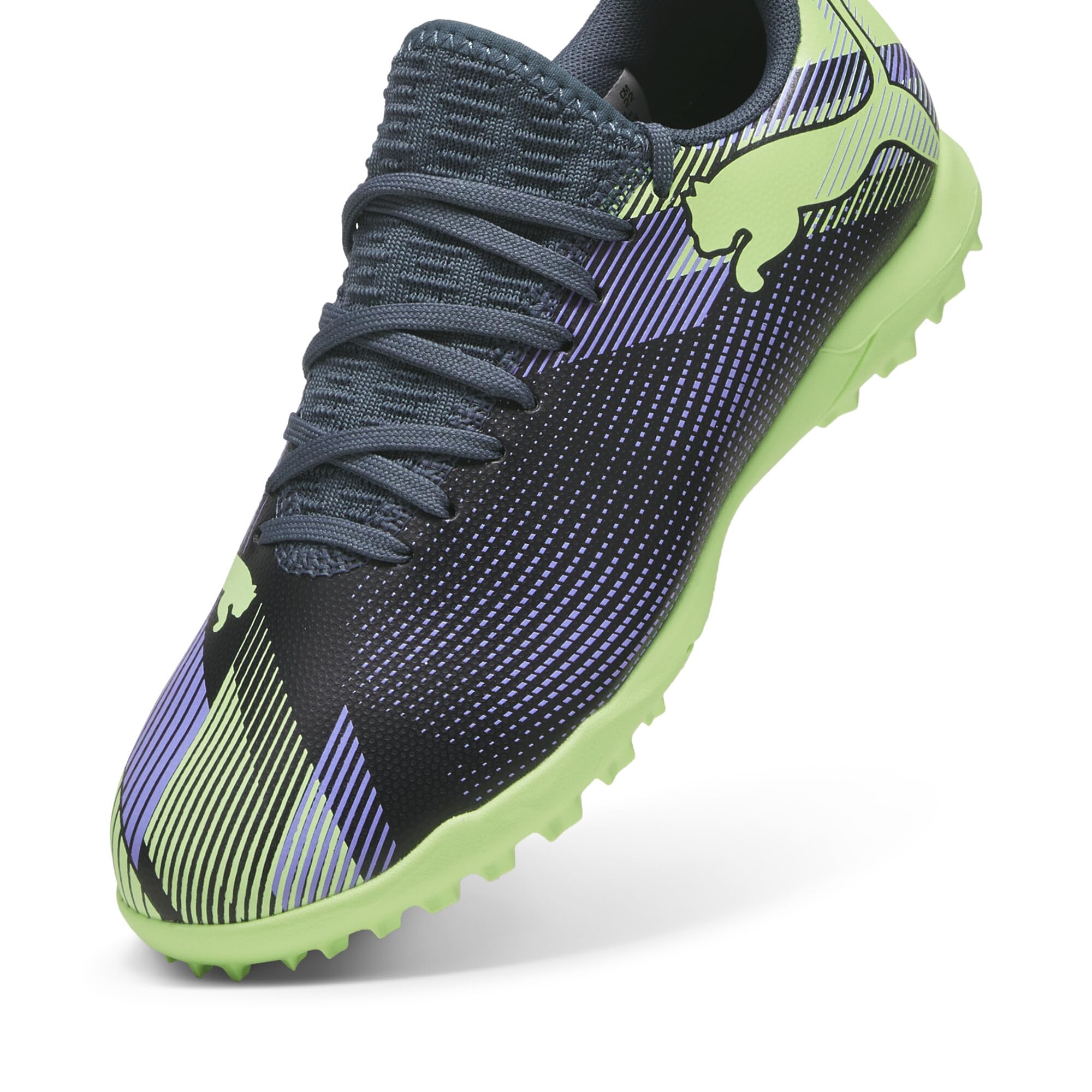 Puma Unisex Youth Future 7 Play TT JR Soccer Shoe, Gray Skies-Elektro Purple-Fizzy Apple-Puma White, 37 EU