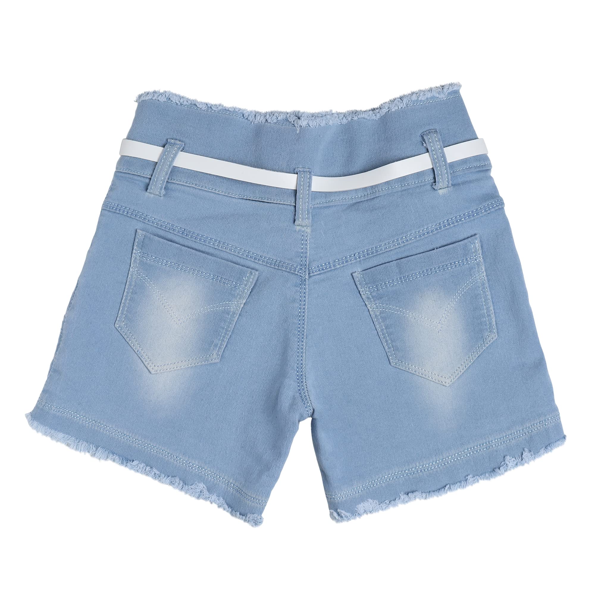 Arshia Fashions Denim Shorts for Girls with Side & Back Pockets Casual Wear Slim Fit Shorts for Girls - Blue Wash GR0591 2