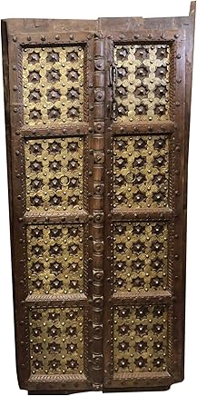 Mogul Interior Antique Barn Doors Rustic Door Panels Brass Studded Earthing Boho Chic Architecture Design