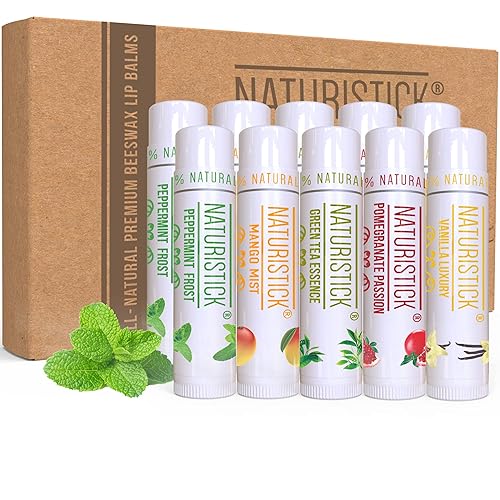 Set de regalo natural de bálsamo labial de Naturistick, el mejor bálsamo curativo para labios secos y agrietados, con aloe vera, vitamina E y aceite