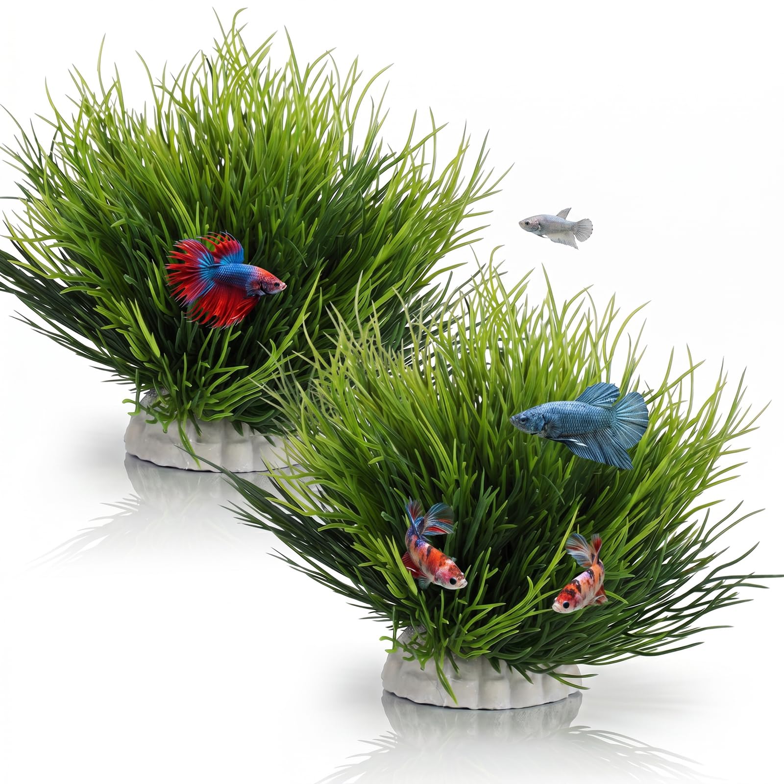 Abeillo 2pcs Artificial Aquarium Plants, Plastic Realistic Fish Tank Decor Plant Fake Natural Style Aquarium Decorations Plants Fish Tank Accessories(Green)