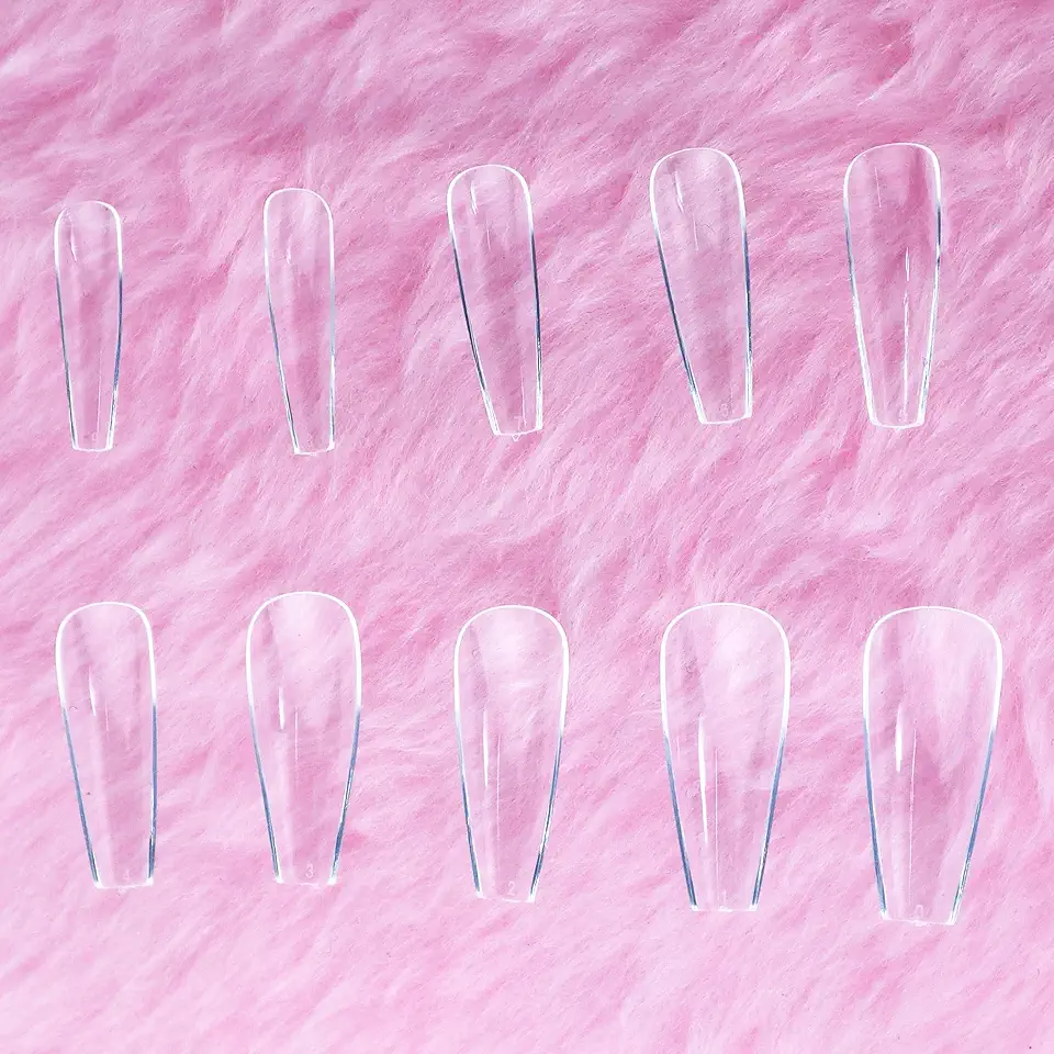 Tips Unhas Postiças Curvatura C Realista Bailarina (Transparente, 500pç Bailarina Longa)