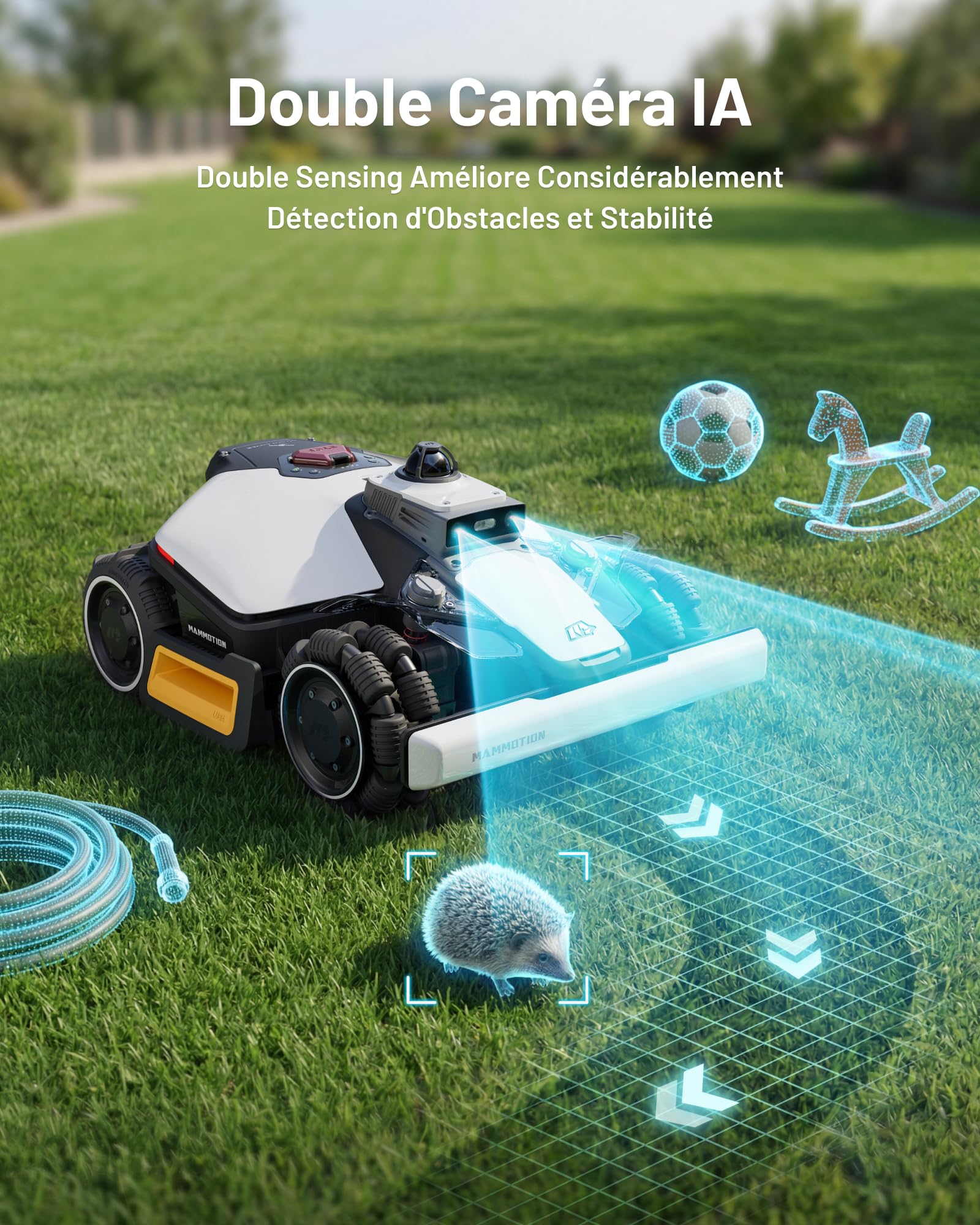 MAMMOTION LUBA Mini 2 AWD 1500 Robot Tondeuse sans Fil, 360° LiDAR & Double Caméra IA, Pente 80%, Auto Cartographie 20 Zones