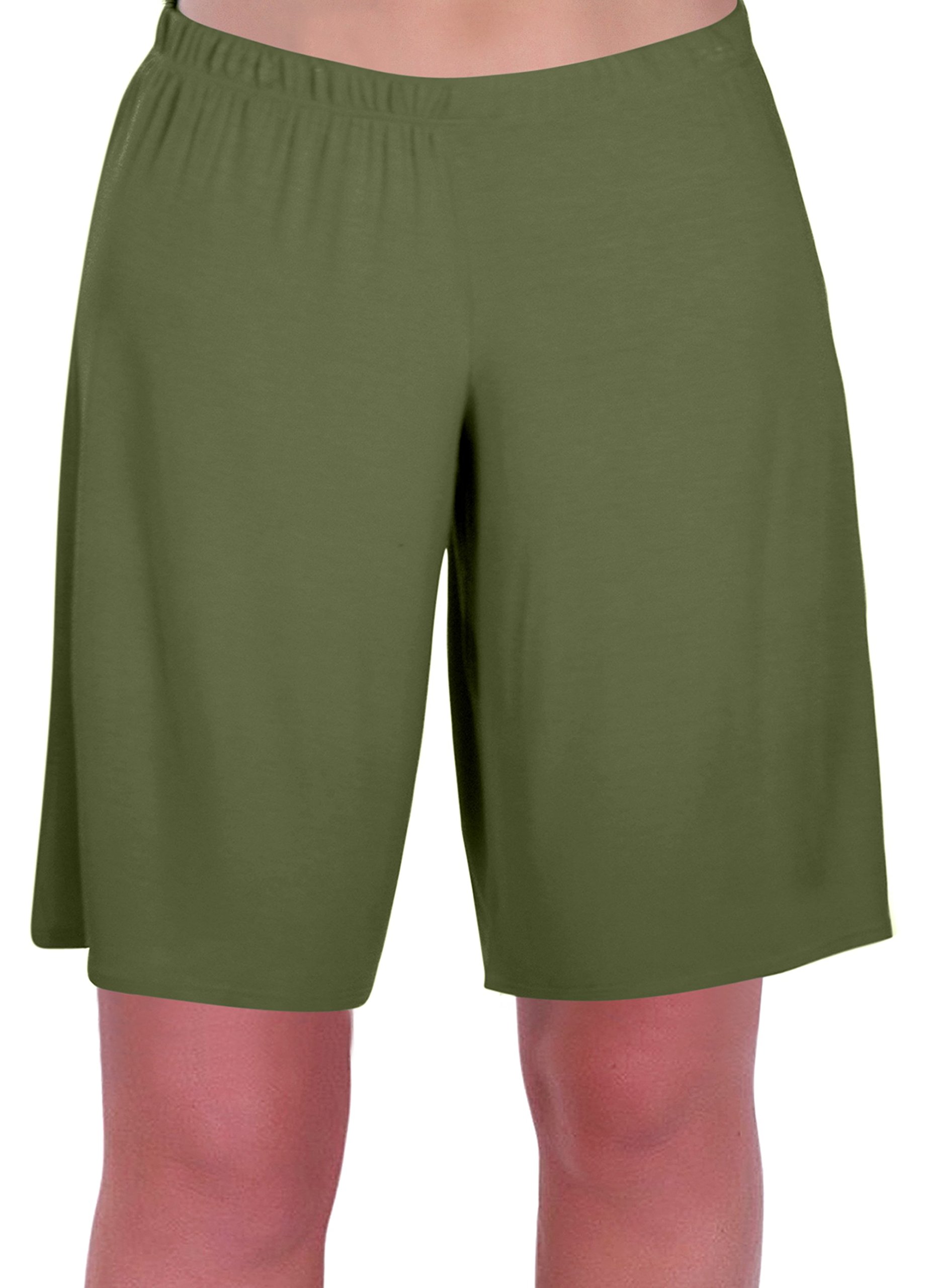 Eye Catch Women's Khaki Star Jersey Relaxed Comfort Elasticized Flexi Stretch Shorts Plus Sizes Size 28/30