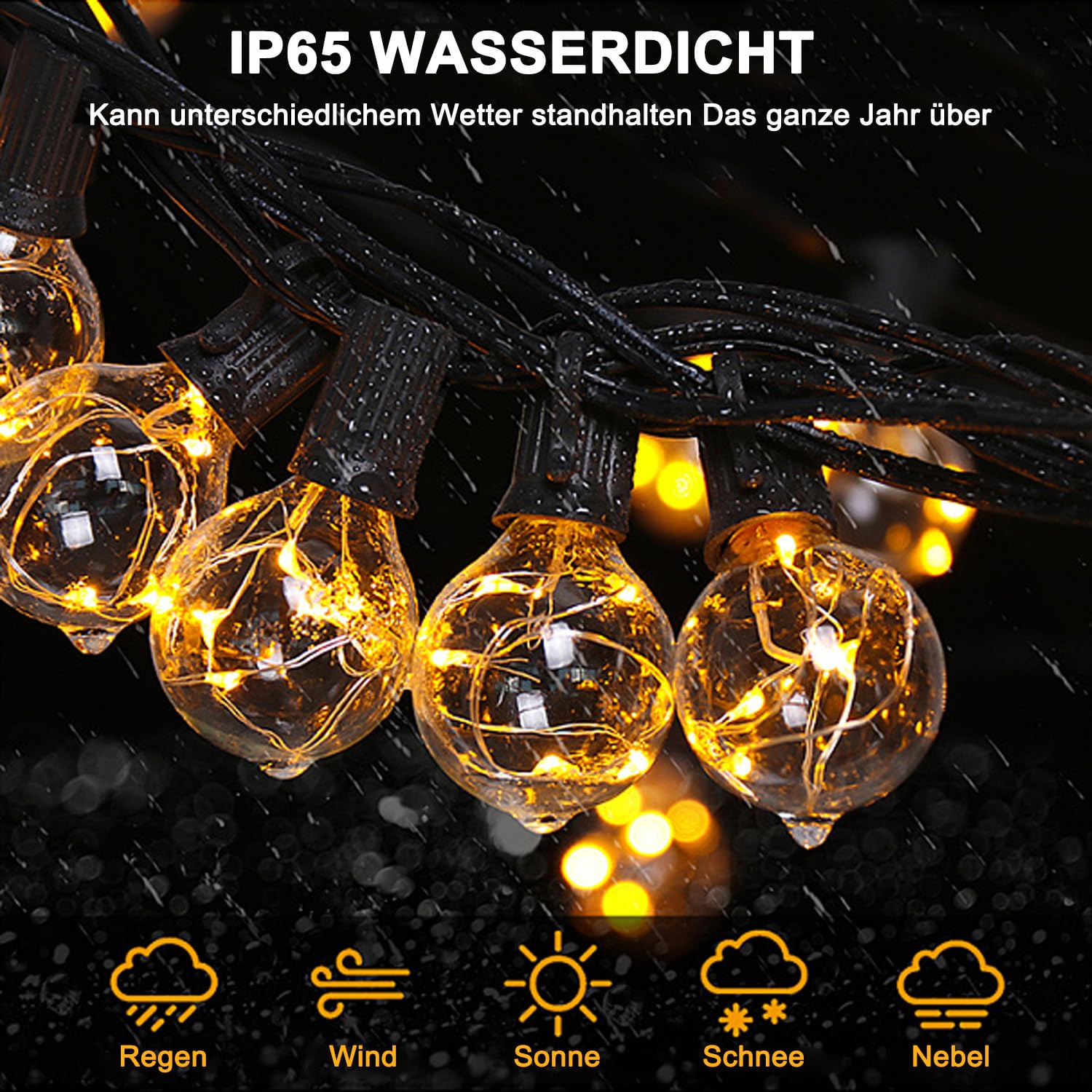HeiPard LED-lichtsnoer voor buiten, 20 m -30 2 G40 gloeilampen, lichtketting voor buiten, stroom met afstandsbediening, timer en dimbaar, waterdicht, voor tuin, paviljoen, terras, balkon, bruiloften