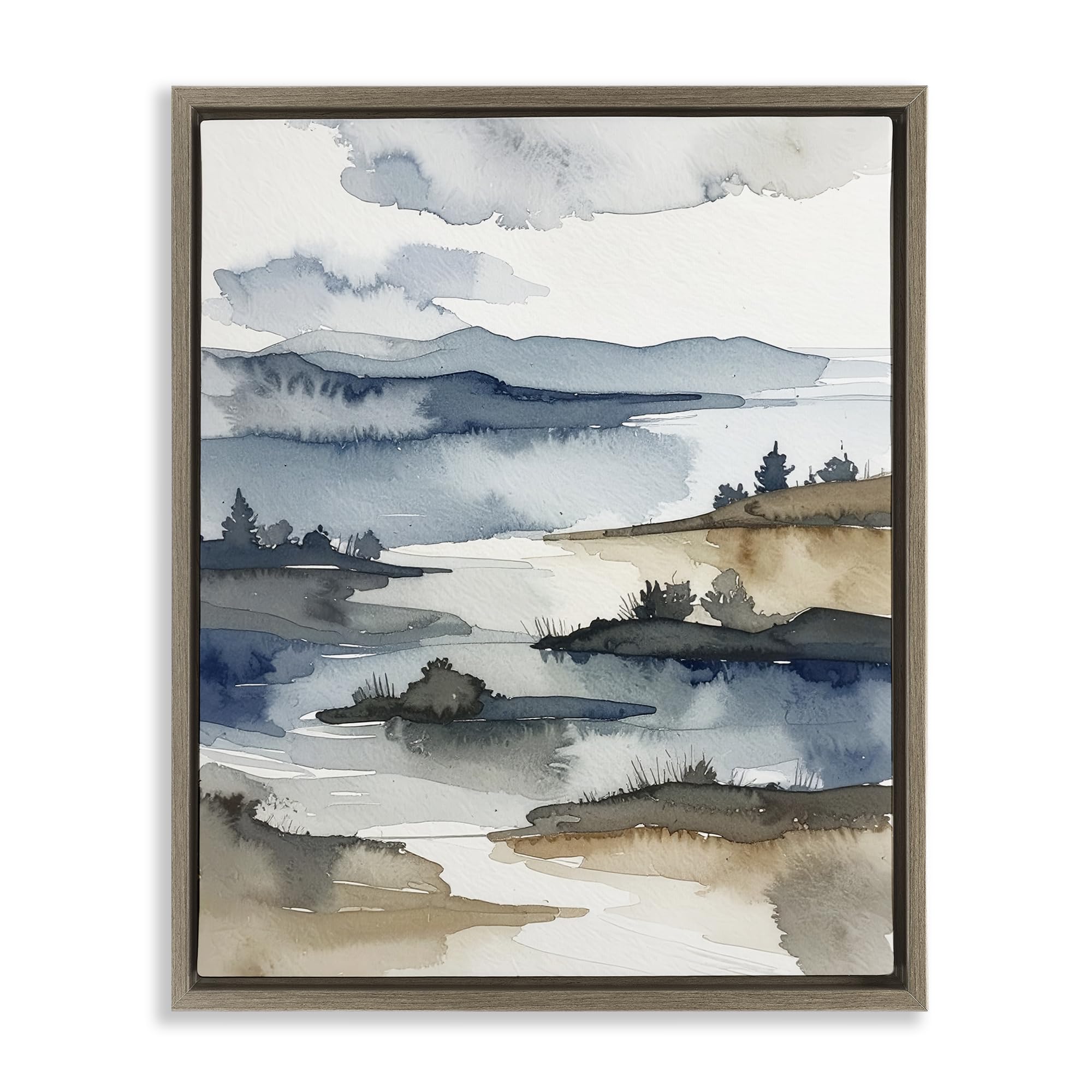Stupell Industries 'The Flow Of Water', Floating Frame Canvas Art, Brown, 25 x 31 Inches, Easy to Hang and Sturdy, Made in USA, by Alonza Saunders