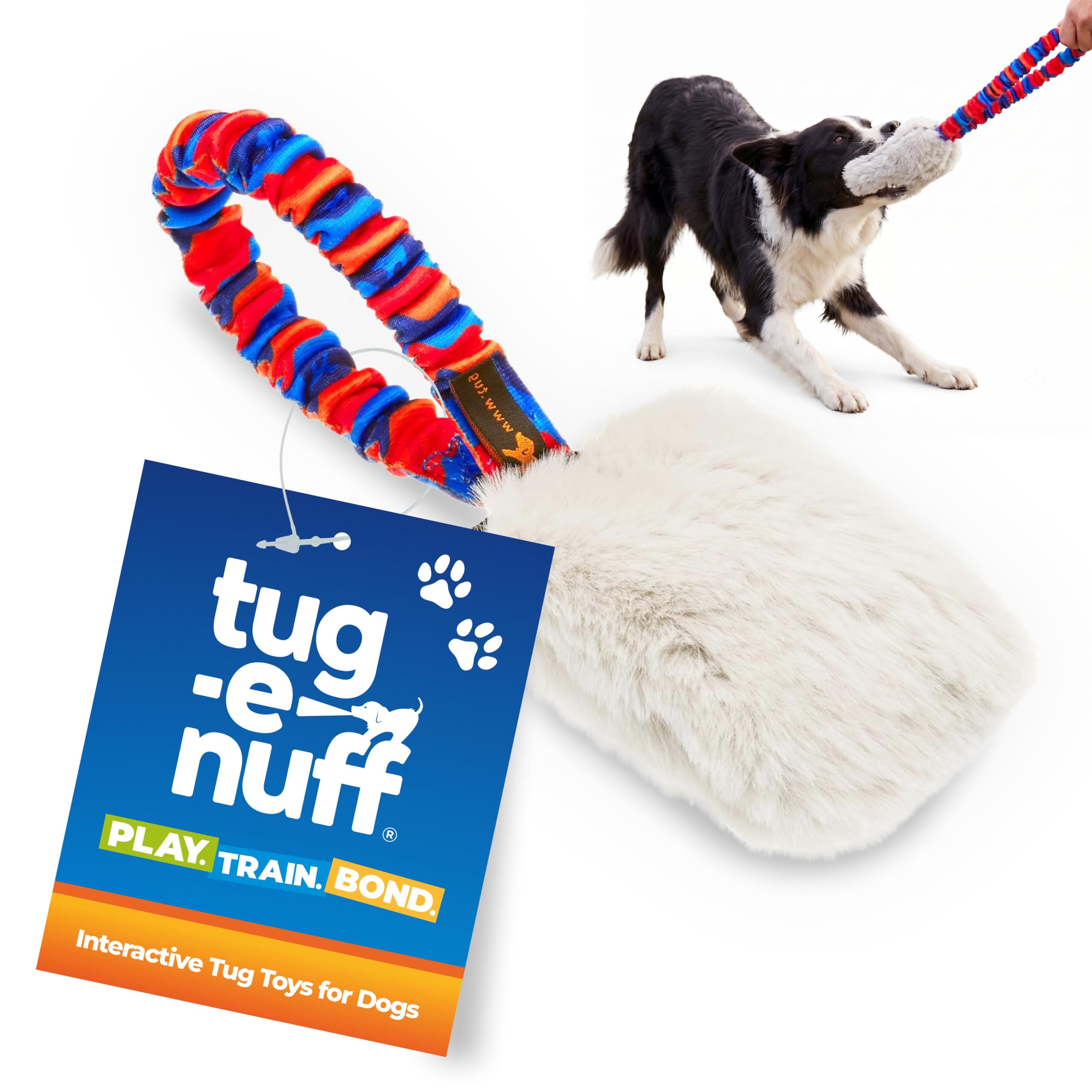 Tug-E-Nuff Bungee-Quietscher aus Kunstfell, für Hunde, 30,5 cm, Orange