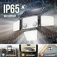 Vista 6 de Luces solares para exteriores – 3000 lm, 188 luces LED con sensor de movimiento, 4 cabezales IP65, luces de inundación de seguridad alimentadas a