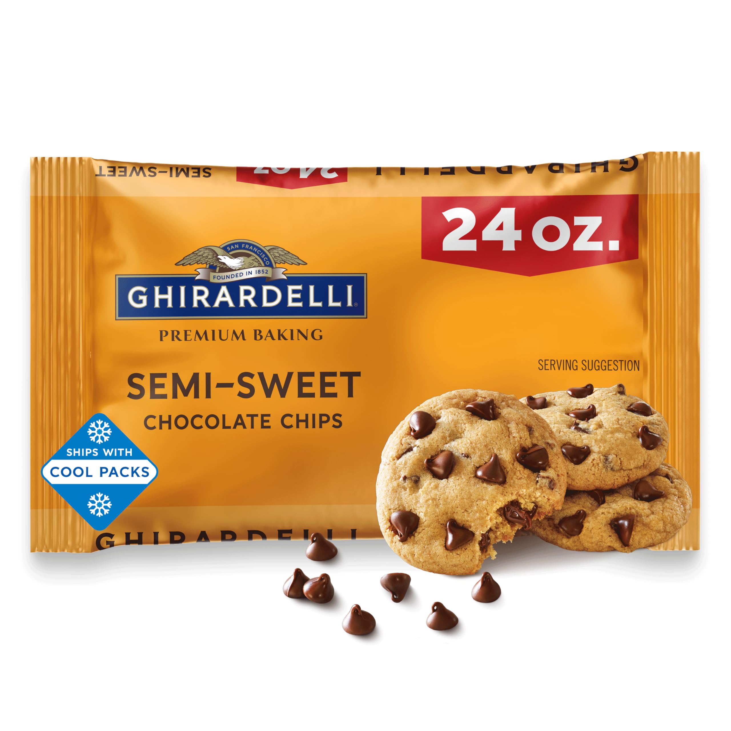 GHIRARDELLI Semi-Sweet Chocolate Premium Baking Chips Chocolate Chips for Baking, 24 oz Bag (Pack of 3)