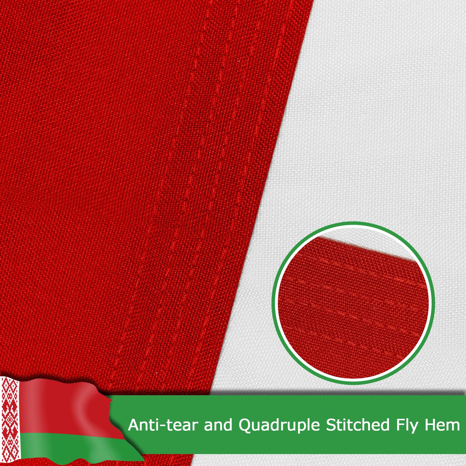 Belarussische Flagge, 2,3 x 3,6 m, für den Außenbereich, Weißrussland-Nationalflagge aus verstärktem 400D-Polyester mit 2 Messingösen, farbecht und strapazierfähig, für den Außenbereich, reine