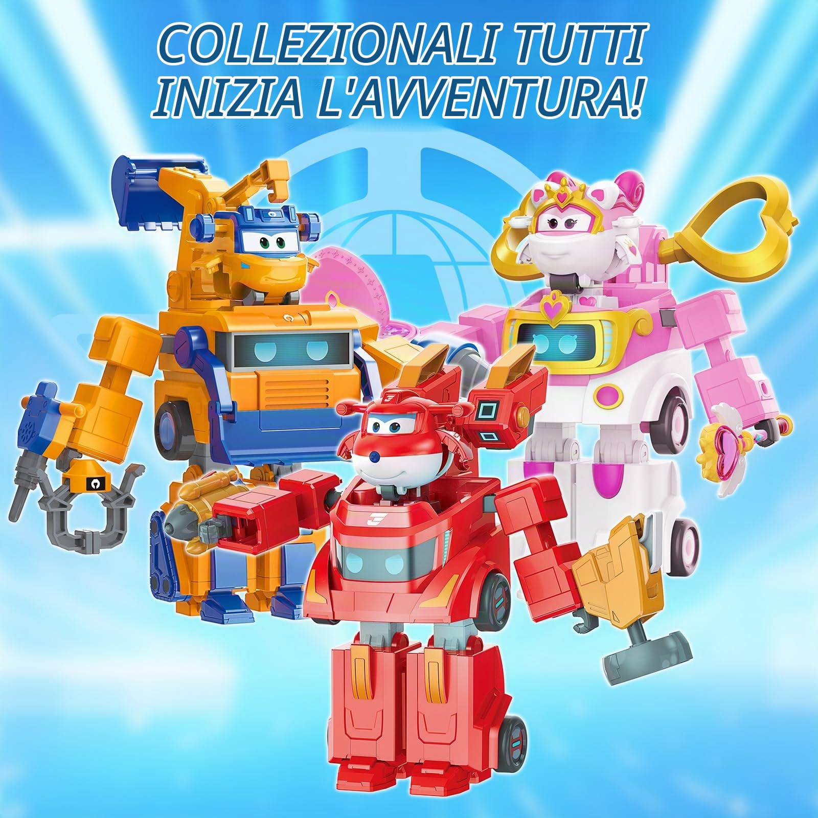 Super Wings Robot trasformabile Marty, altezza 16 cm, giocattolo veicolo robot trasformabile 2 in 1, con personaggio alto 5 cm, giocattolo per bambini maschi femmine dai 3 anni in su, oran