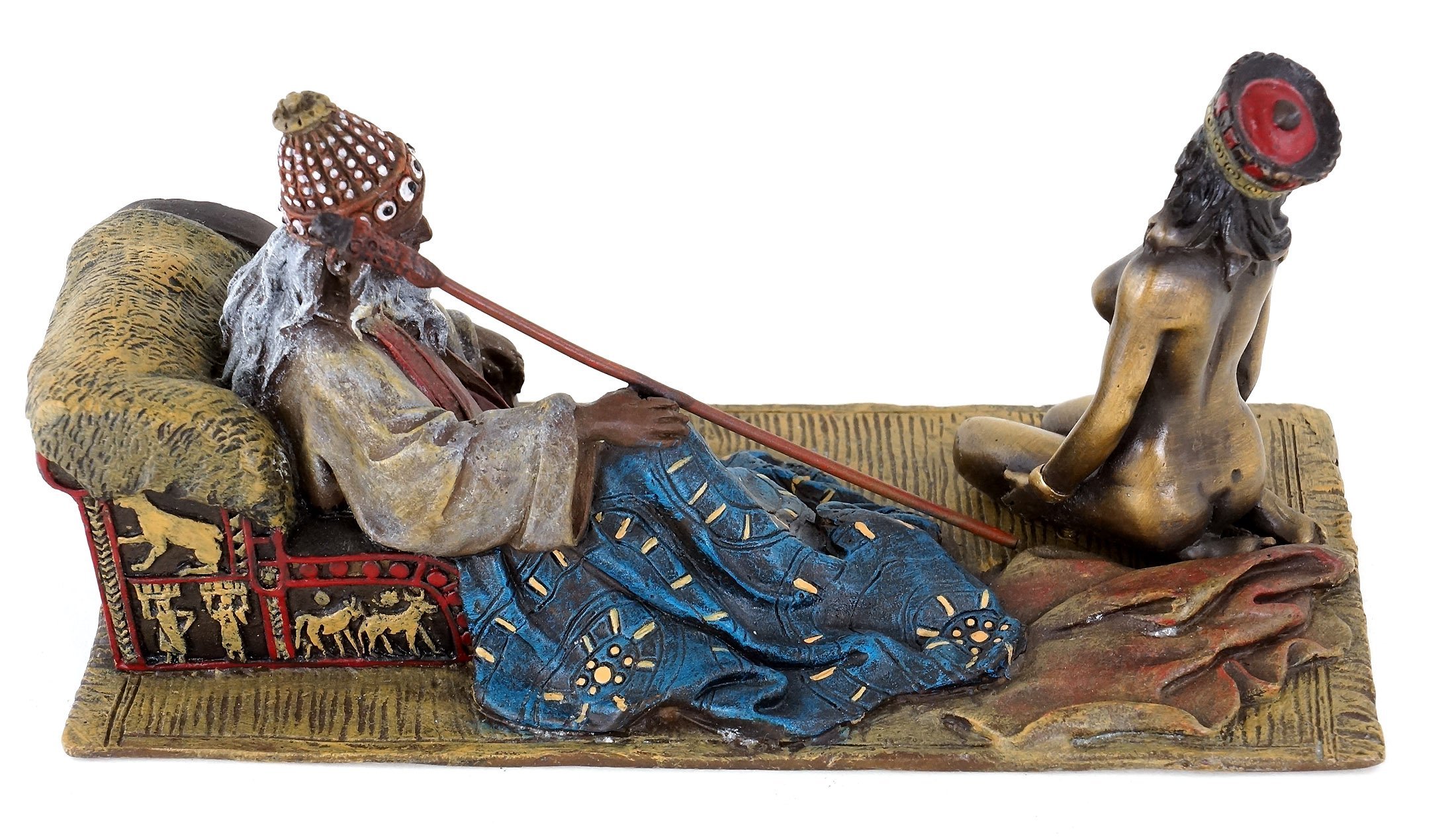 Kunst & Ambiente - Erotische Araber - Wiener Bronze - Erotika - Sklavenmeister mit nackter Sklavin - handbemalt - Orientalische Skulptur - Wohndeko für Innen